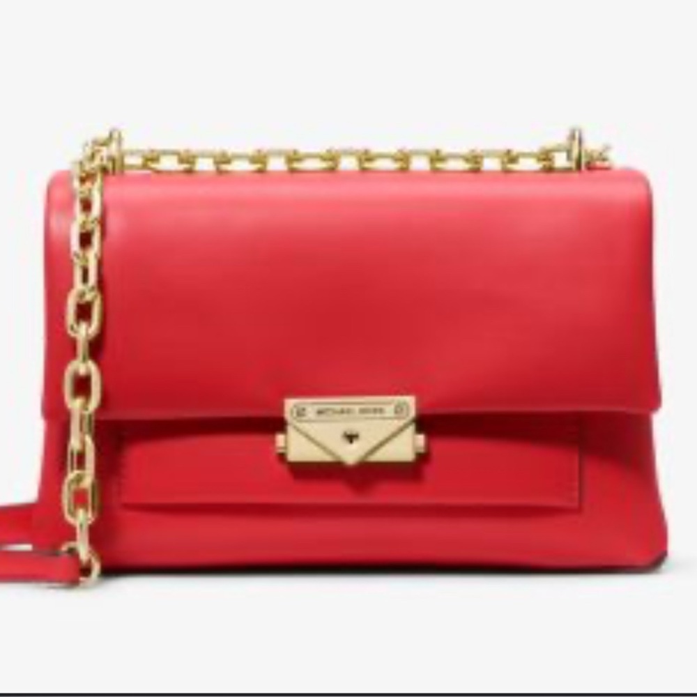 Michael Kors Red Cece shoulder Bag with Gold Chain